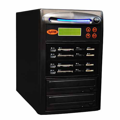 Systor 1:3 Blu-ray BDXL All-in-One Combo - Flash Media Card (USB/SD/CF/MS) + Single CD/DVD/BD Disc Duplicator - SYS-USBSDCF-BD-03 - Duplicator Depot