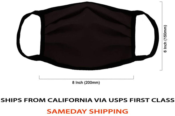 (IN STOCK) 3 Black (MADE IN USA), 2 US Flag (Made in Guatemala), Washable Reusable Anti-dust Cloth Face Mask Protection Double Layer Covering, (5 Pack)