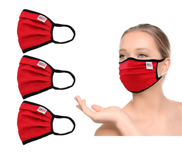 Amba7 MADE IN USA Reusable Breathable Cloth Face Mask - Machine Washable, Non-Surgical Double Layer Anti-Dust Protection, Unisex - For Home, Office, Travel, Camping, or Cycling - 3 Pack (In Stock)