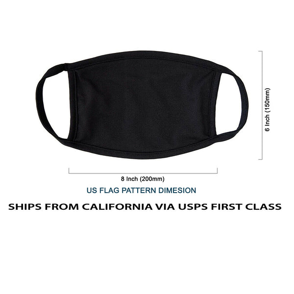 Amba7 Reusable Breathable Cloth Face Mask - Machine Washable, Non-Surgical Double Layer Anti-Dust Protection, Unisex - For Home, Office, Travel, Camping or Cycling (3 Black + 2 USA Flag Design) In Stock
