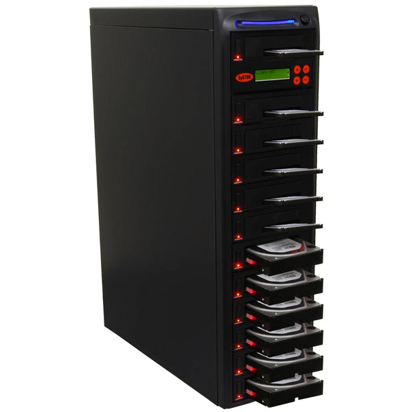 Systor 1 to 11 SATA 300MB/S HDD SSD Duplicator/Sanitizer - 3.5" & 2.5" Hard Disk Drive / Solid State Drive Dual Port Hot Swap (SYS3011DP)