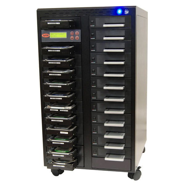Systor 1 to 23 SATA 600MB/S HDD SSD Duplicator/Sanitizer - 3.5" & 2.5" Hard Disk Drive / Solid State Drive Dual Port Hot Swap (SYS623DP)