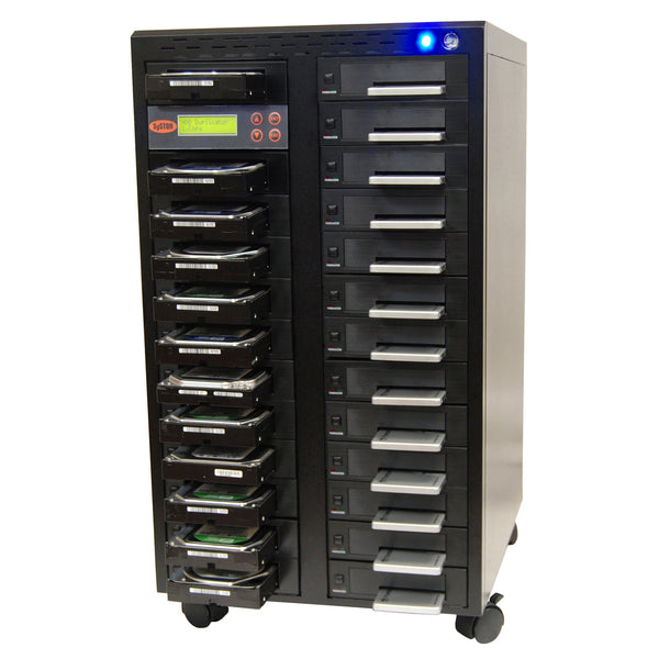 Systor 1 to 24 SATA 150MB/S HDD SSD Duplicator/Sanitizer - 3.5" & 2.5" Hard Disk Drive / Solid State Drive Dual Port Hot Swap (SYS2024HS-DP)