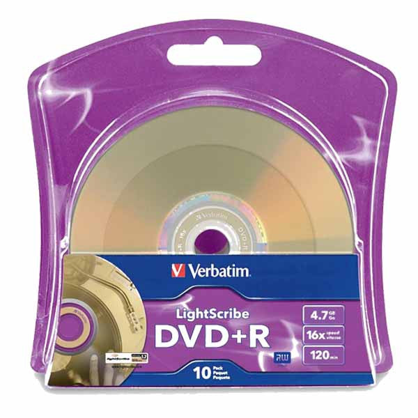 Verbatim LightScribe DVD+R Blank Disc Printable Media (96943) - 10pk - Duplicator Depot