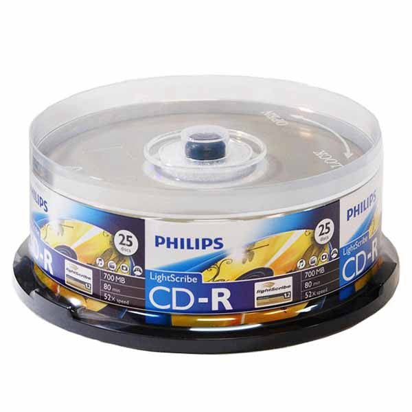 Philips LightScribe CD-R Blank Disc Printable Media (CR7D5LB25/17) - 25pk - Duplicator Depot