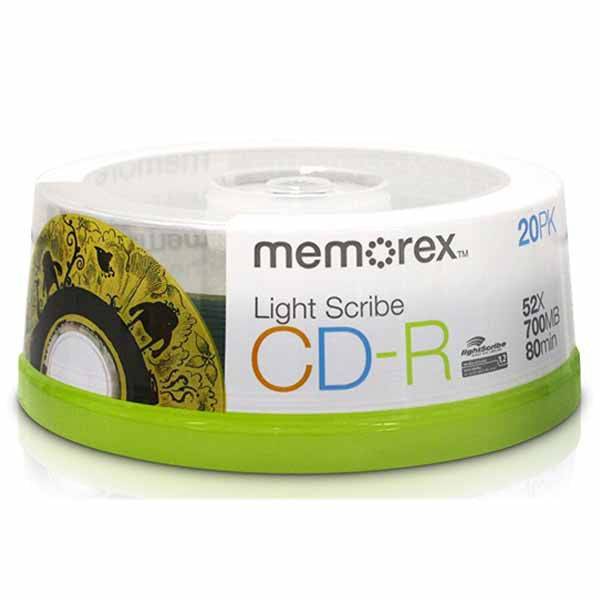 Memorex LightScribe CD-R Blank Disc Printable Media (04732) - 20pk - Duplicator Depot