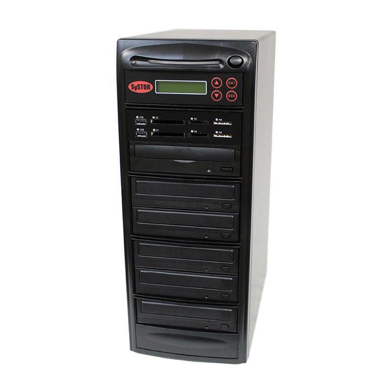 Systor MultiMedia Center PLUS - Flash Memory Drive (USB/SD/CF/MS/MMC) to Disc Backup + 1 to 5 SATA CD/DVD Duplicator - PMBC-P-05 - Duplicator Depot