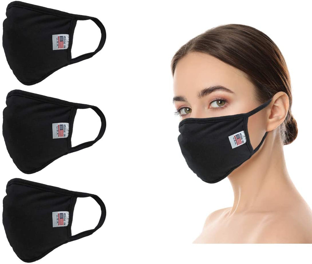 Amba7 Reusable Breathable Cloth Face Mask MADE IN USA - Machine Washable, Non-Surgical Double Layer Anti-Dust Protection, Unisex - For Home, Office, Camping - 3 Pack In Stock