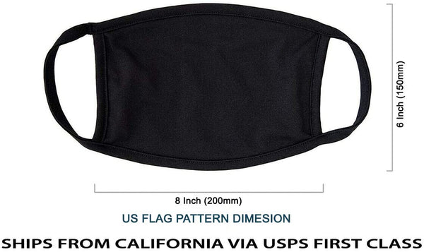 (IN STOCK) 3 Black (MADE IN USA), 2 US Flag (Made in Guatemala), Washable Reusable Anti-dust Cloth Face Mask Protection Double Layer Covering - 5 Pack With Filters (30 PCS)