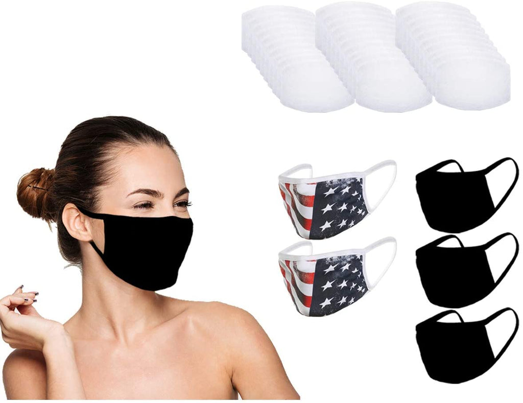 (IN STOCK) Washable Reusable Anti Dust Cloth Face Mask 5 Pack With Filters (30PCS)