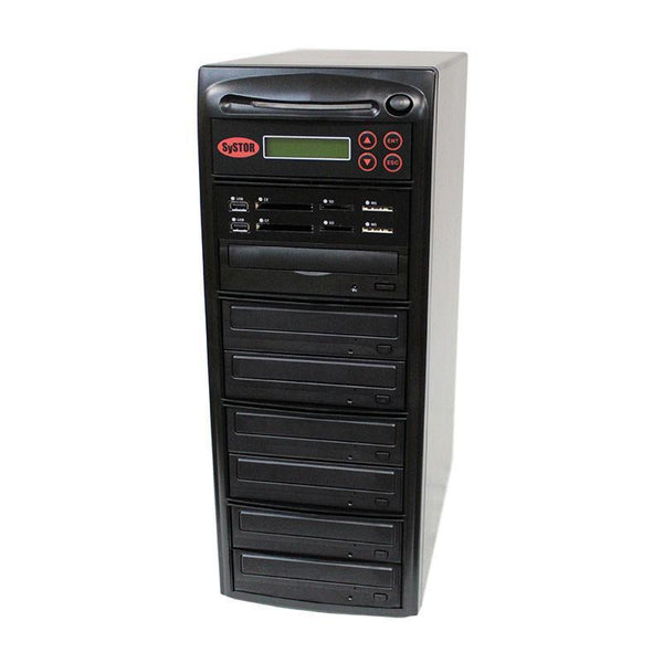 Systor MultiMedia Center PLUS - Flash Memory Drive (USB/SD/CF/MS/MMC) to Disc Backup + 1 to 6 SATA CD/DVD Duplicator - PMBC-P-06 - Duplicator Depot