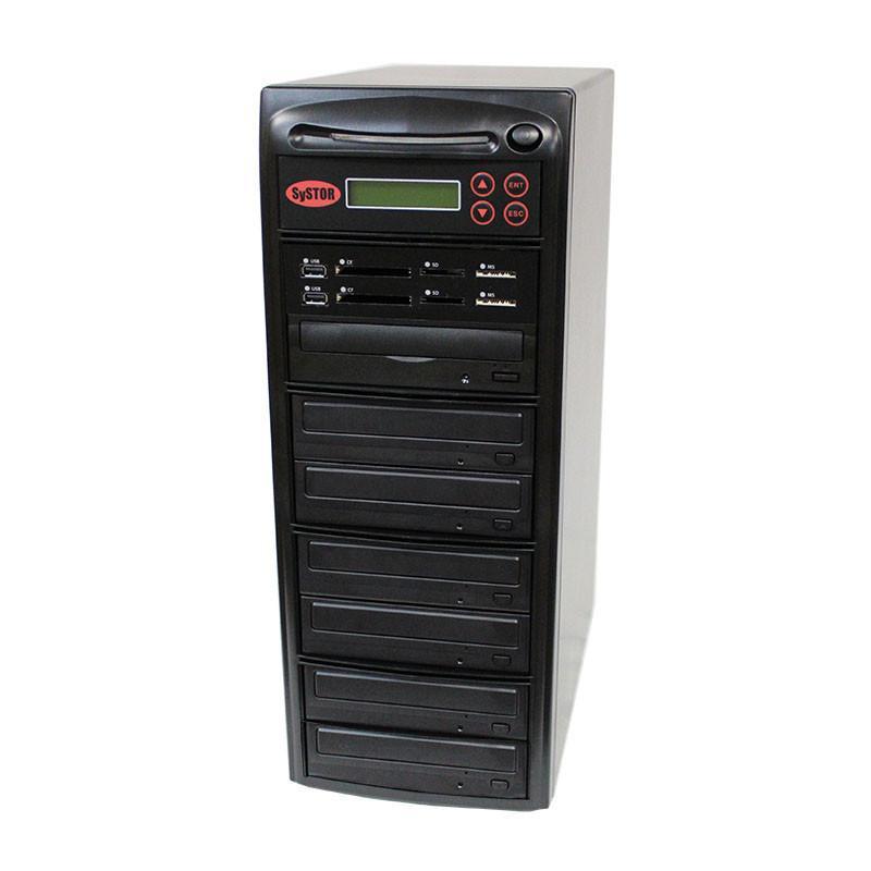 Systor Blu-ray BDXL MultiMedia Center PLUS - Flash Memory Drive (USB/SD/CF/MS/MMC) to Disc Backup + 1 to 6 SATA CD/DVD/BD Duplicator - PMBC-P-BD-06 - Duplicator Depot