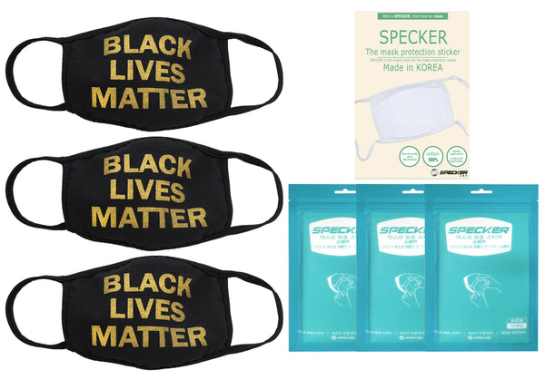 Amba7 Black Lives Matter Reusable Breathable Cloth Face Mask MADE IN USA  - Machine Washable, Non-Surgical Double Layer Anti-Dust Protection, Unisex - For Home, Office, Camping  -3 Pack With Filters (30 PCS) In Stock