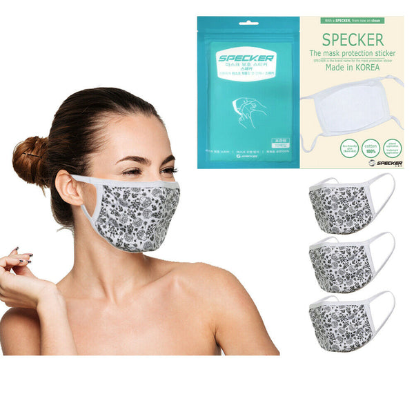 Amba7 Reusable Breathable Cloth Face Mask - Machine Washable, Non-Surgical Double Layer Anti-Dust Protection, Unisex - For Home, Office, Travel, Camping or Cycling (Flower Design 3-Pack With Filters (30 PCS)) In Stock