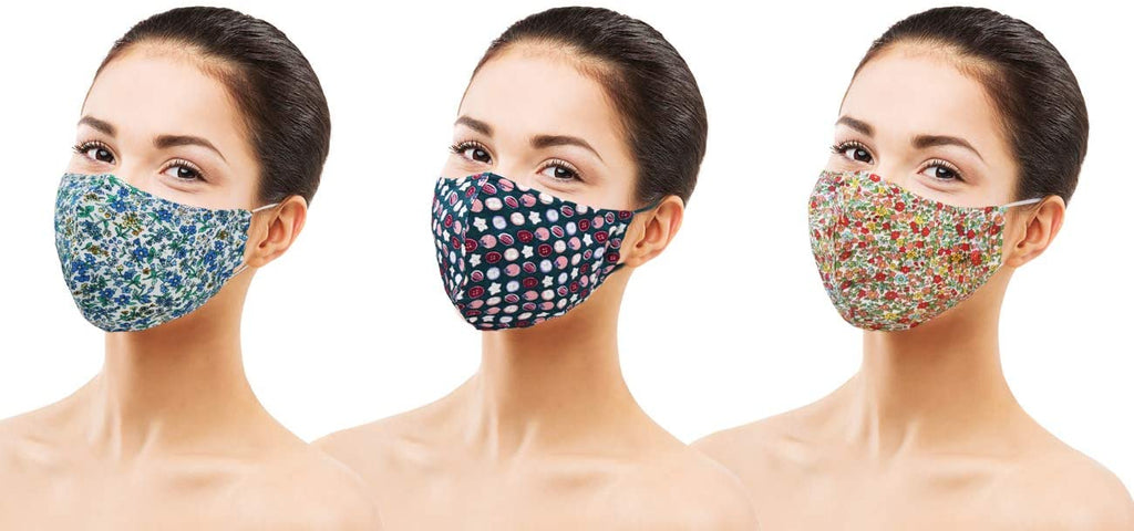 Amba7 Washable Reusable Breathable Cloth Face Mask - Machine Washable Double Layer Protection, Unisex (US In stock) (3pc - Fashion Series, 3-Pack)