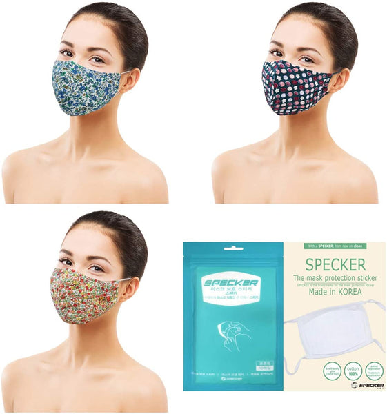 Amba7 Washable Reusable Breathable Cloth Face Mask - Machine Washable Double Layer Protection, Unisex (US Instock) (3pc - Fashion Series Mask with 30 PCS Filter)
