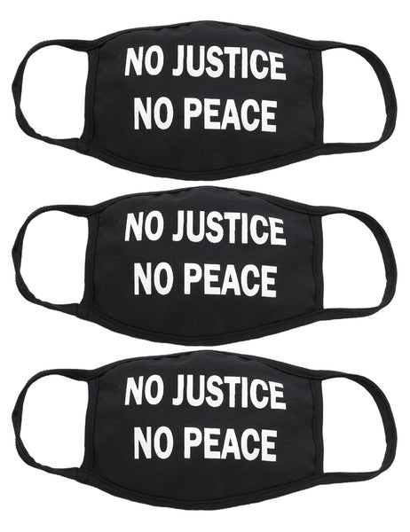 Amba7 No Justice No Peace Reusable Breathable Cloth Face Mask MADE IN USA - Machine Washable, Non-Surgical Double Layer Anti-Dust Protection, Unisex - For Home, Office, Camping-3 Pack In Stock