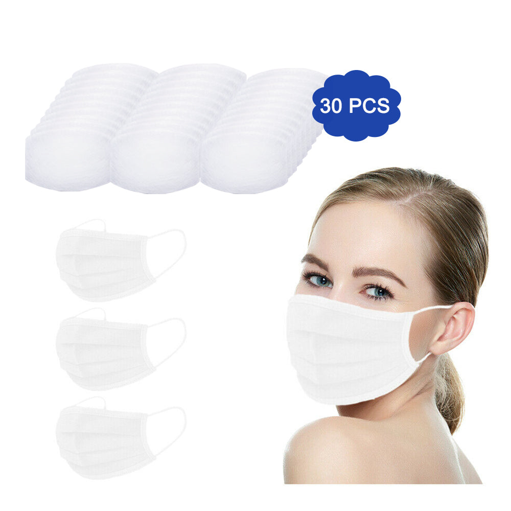Amba7 MADE IN USA Reusable Breathable Cloth Face Mask - Machine Washable, Non-Surgical Double Layer Anti-Dust Protection, Unisex - For Home, Office, Travel, Camping or Cycling (WHITE 3-Pack With Filters (30 PCS)) In Stock