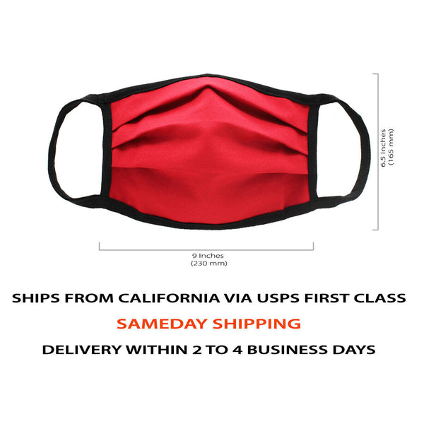 MADE IN USA (3 Red), 1 US Flag (Made in Guatemala), Washable Reusable Anti-dust Cloth Face Mask Protection Double Layer Covering (IN STOCK 2-5 DAYS DELIVERY) - 4 Pack