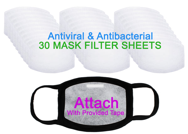 Amba7 Reusable Breathable Cloth Face Mask - Machine Washable, Non-Surgical Double Layer Anti-Dust Protection, Unisex - For Home, Office, Travel, Camping or Cycling (White 3-Pack With Filters (30 PCS)) In Stock