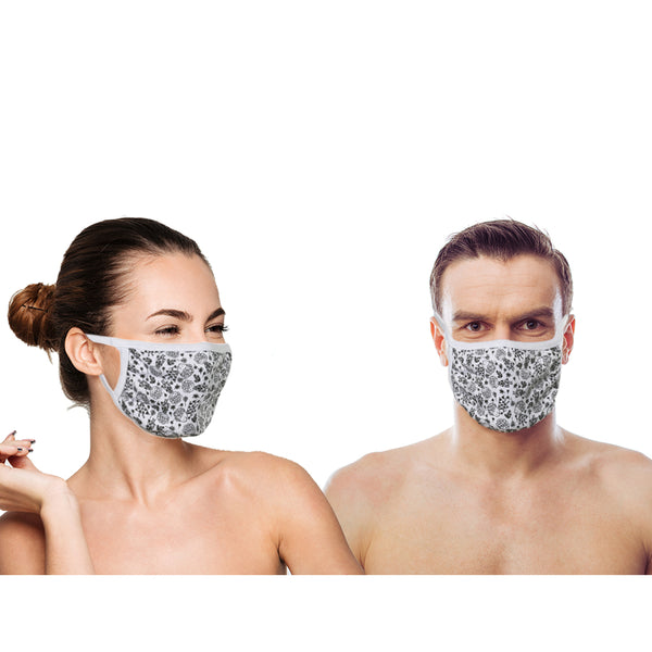 Amba7 Reusable Breathable Cloth Face Mask - Machine Washable, Non-Surgical Double Layer Anti-Dust Protection, Unisex - For Home, Office, Travel, Camping or Cycling (3 Black + 2 Flower Design) In Stock