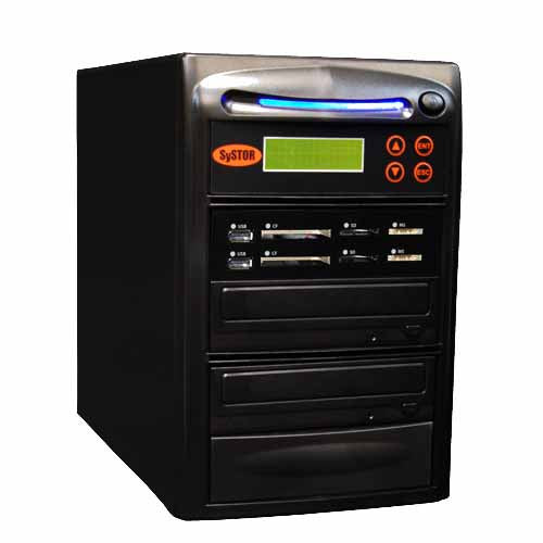 Systor 1:1 Blu-ray BDXL All-in-One Combo - Flash Media Card (USB/SD/CF/MS) + Single CD/DVD/BD Disc Duplicator - SYS-USBSDCF-BD-01 - Duplicator Depot