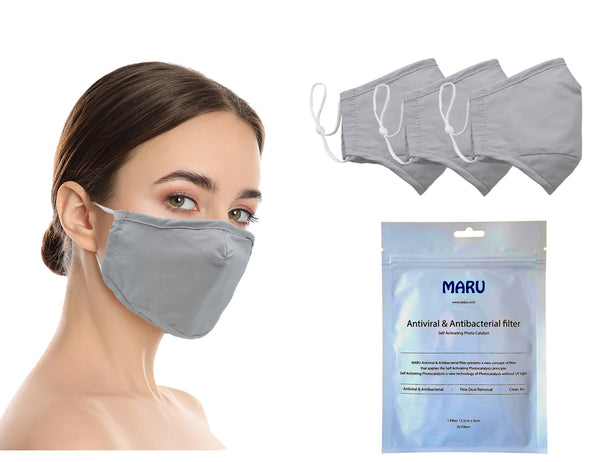 Amba7 Washable Reusable Anti-dust Cotton Cloth Face Mask Double Layer Covering 3 Pack With Filters (30 PCS) - in Stock USA Seller