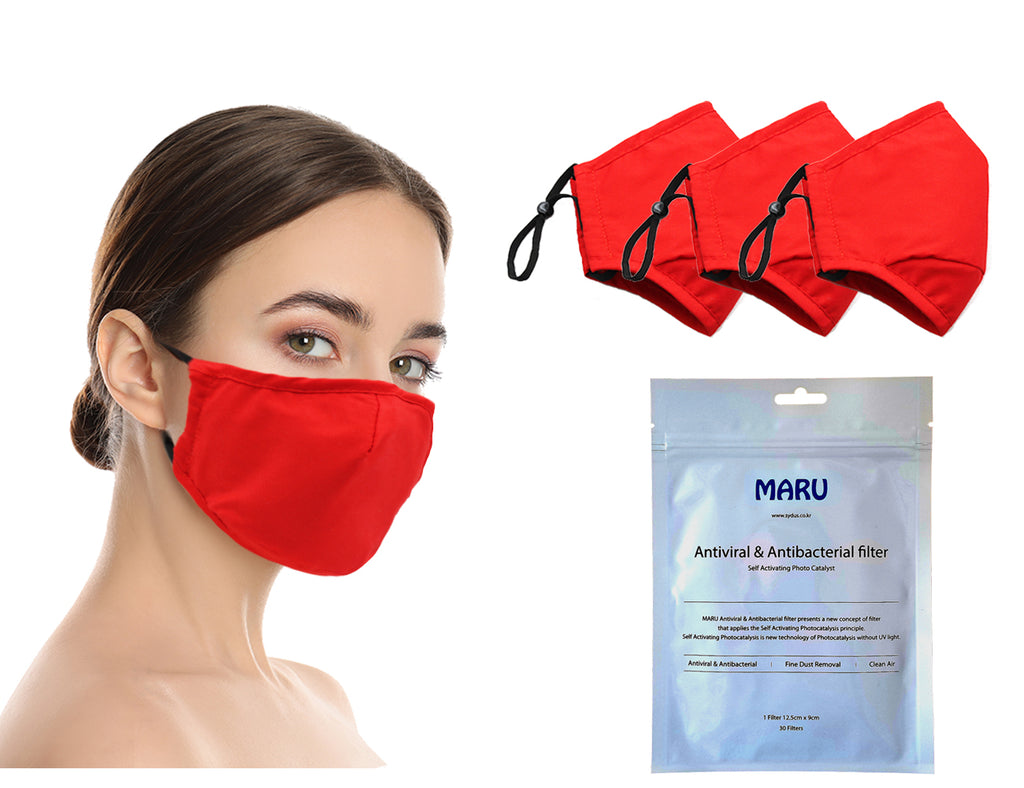 Amba7 Washable Reusable Anti-dust Cotton Cloth Face Mask Double Layer Covering 3 Pack With Filters (30 PCS) - in Stock USA Seller