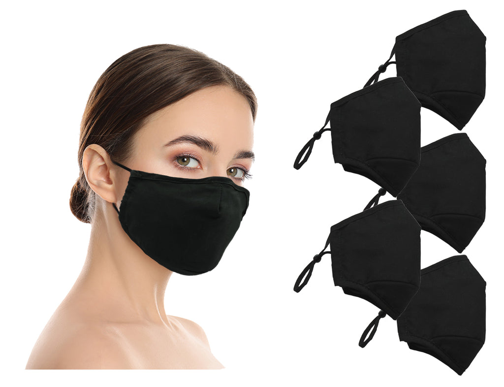 Amba7 Washable Reusable Anti-dust Cotton Cloth Face Mask Double Layer Covering 5 Pack - In Stock USA Seller
